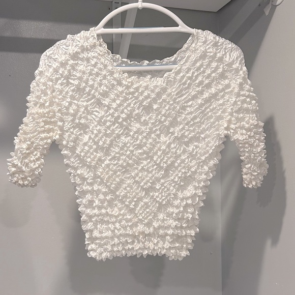 Tops - White 3/4 Sleeve Popcorn Shirt